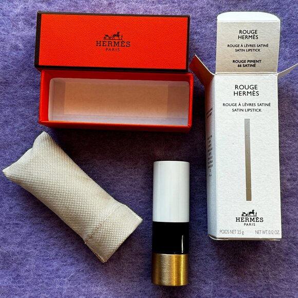 NIB ROUGE HERMES Satin Lipstick Shade 66 Rouge Piment - Picture 1 of 6